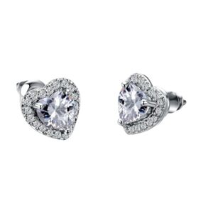Cubic Zirconia Heart Studs